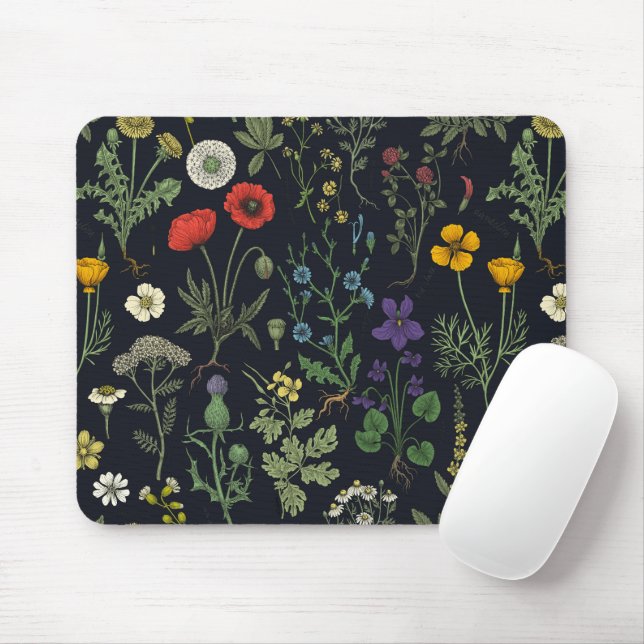 Wildflowers collage mouse pad (With Mouse)