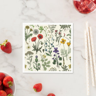 Wildflowers collage napkin