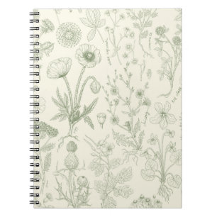Wildflowers collage/ off white and sage notebook