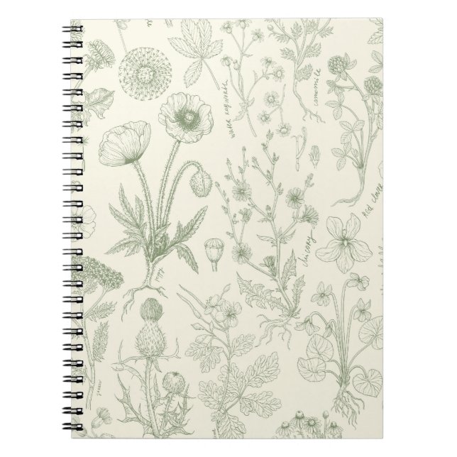 Wildflowers collage/ off white and sage notebook (Front)