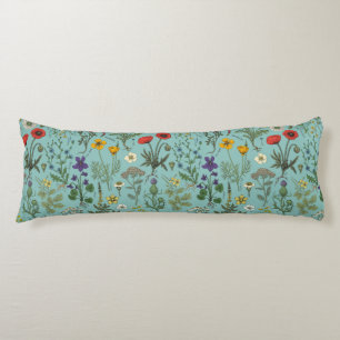 Wildflowers collage on blue body cushion