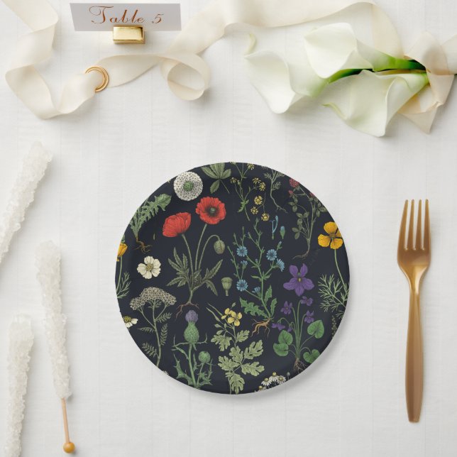 Wildflowers collage paper plate (Wedding)