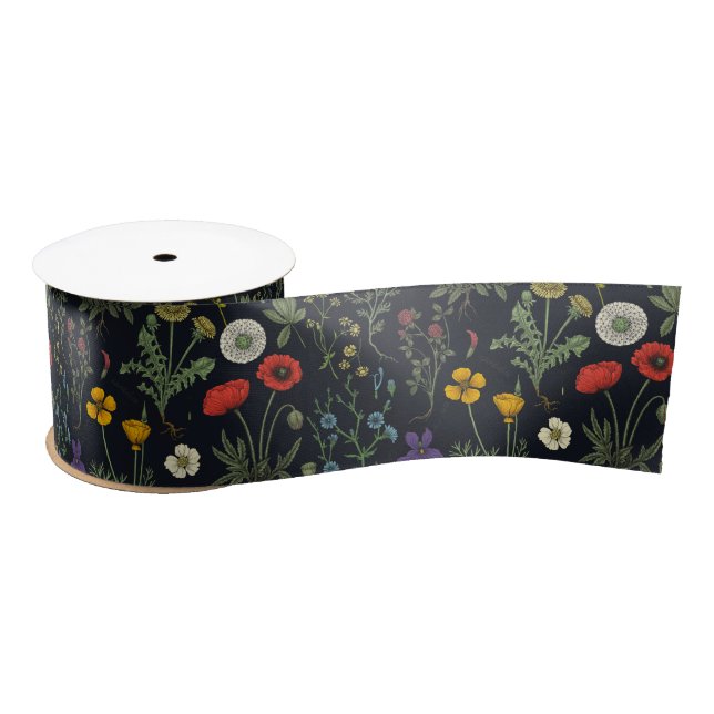 Wildflowers collage satin ribbon (Spool)