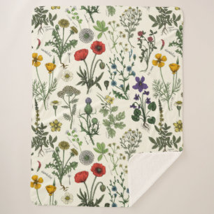 Wildflowers collage sherpa blanket