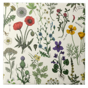 Wildflowers collage tile