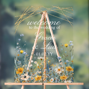 Wildflowers Colourful Botanical Florals Wedding Acrylic Sign