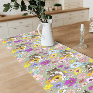 Wildflowers Cougar Mountain Lion Puma Medium Table Runner