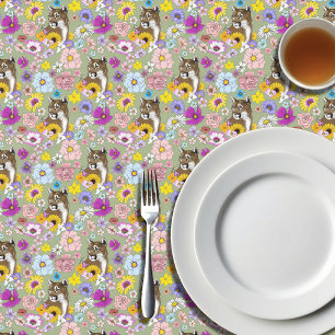 Wildflowers Cougar Mountain Lion Puma Tablecloth