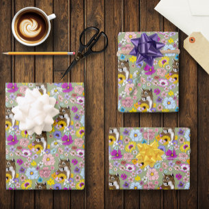 Wildflowers Cougar Mountain Lion Puma Wrapping Paper Sheet