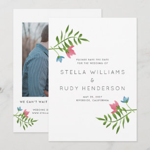 Wildflowers Country Botanical Wedding Photo Save The Date