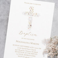wildflowers cross | Baptism Invitation