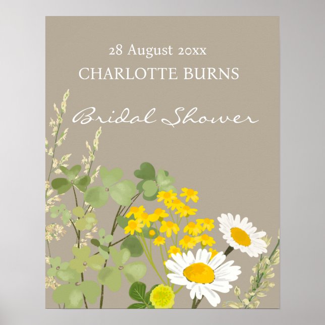 Wildflowers Custom Bridal Shower  Poster (Front)