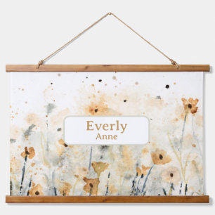 Wildflowers Custom Name Wood Topped Wall Tapestry