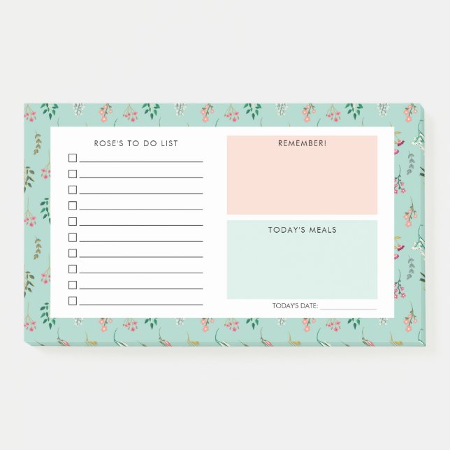 Wildflowers - Daily Organiser - Custom Name Post-it Notes (Front)