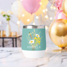 Wildflowers Daisies Floral Bouquet Custom Name 