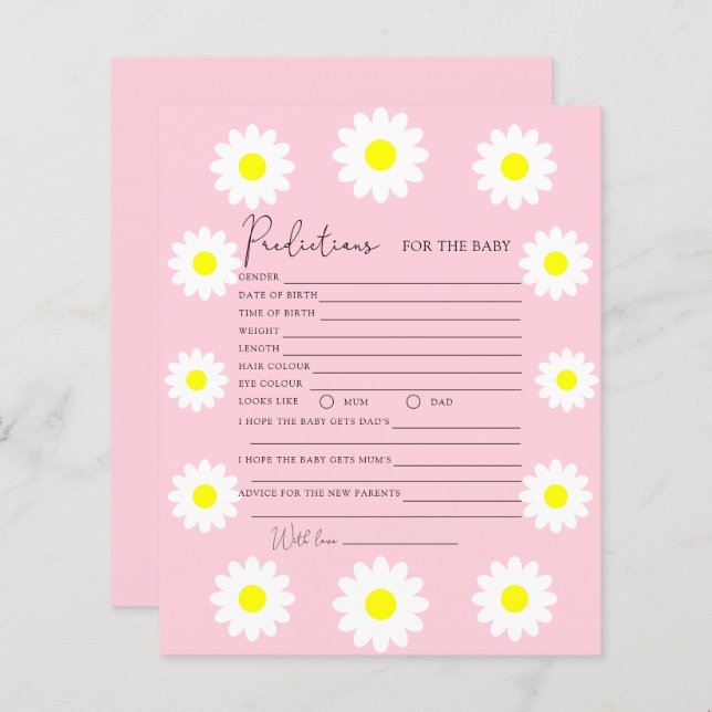 Wildflowers daisies - predictions for baby (Front/Back)