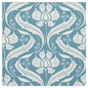 Wildflowers Damask Peacock Blue Fabric