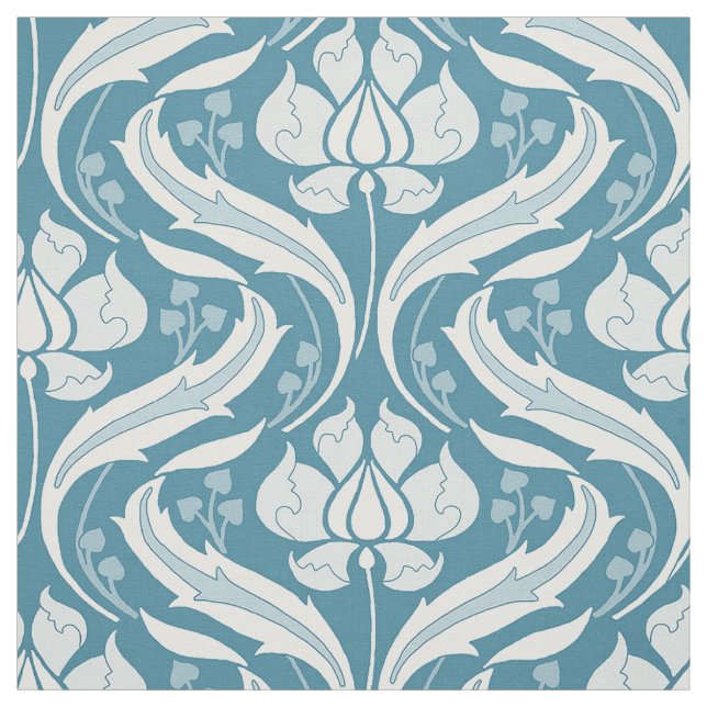 Wildflowers Damask Peacock Blue Fabric (Swatch)