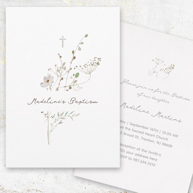 wildflowers delicate bouquet | Baptism Invitation (Creator Uploaded)