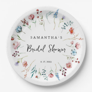 Wildflowers delicate garden bridal shower paper plate