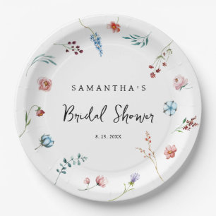 Wildflowers delicate garden bridal shower paper plate