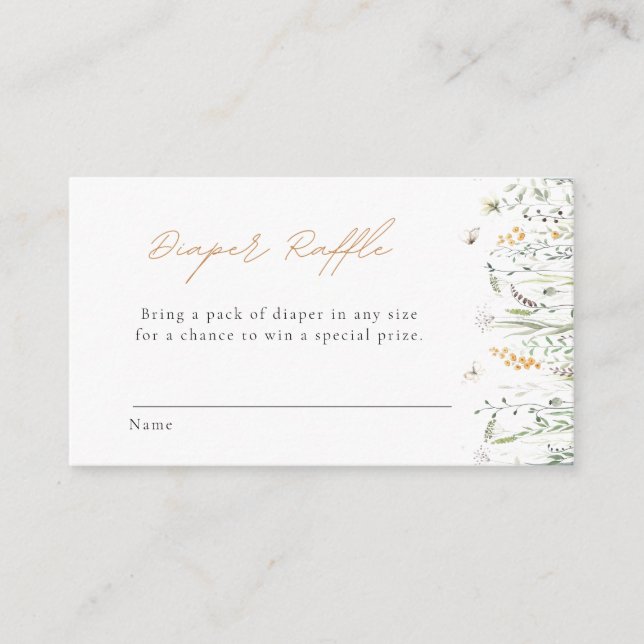 Wildflowers Diaper Raffle Enclosure Card (Front)