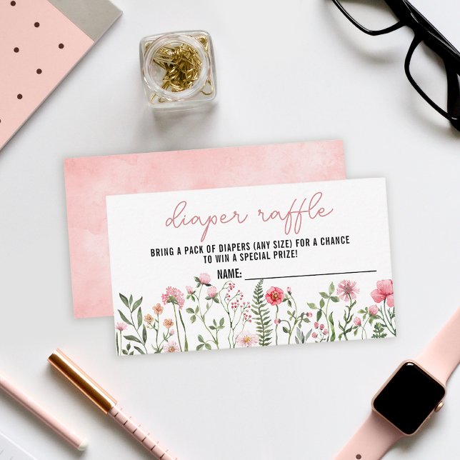 Wildflowers diaper raffle ticket enclosure card (Creator Uploaded)