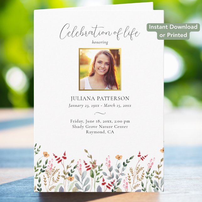 Wildflowers Digital Celebration of Life Program Card (Creator Uploaded)