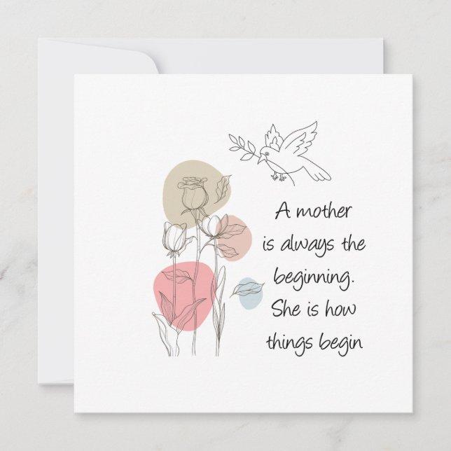 Wildflowers Dove Beige Pink Teal Mothers Day Card (Front)