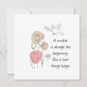Wildflowers Dove Beige Pink Teal Mothers Day Card