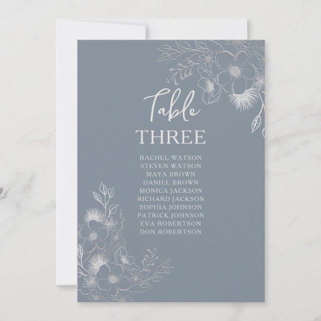 Wildflowers Dusty Blue Wedding Seating Chart (Front)