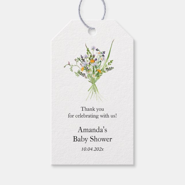 Wildflowers Elegant Baby Shower Favour Gift Tag  (Front)