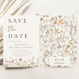 Wildflowers Elegant Boho Save the Date Minimalist 