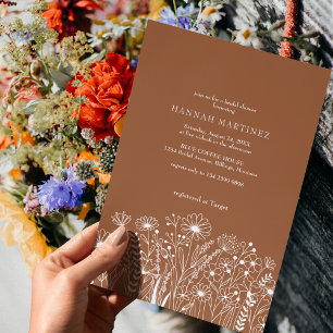 Wildflowers  Elegant Boho Terracotta Bridal Shower Invitation