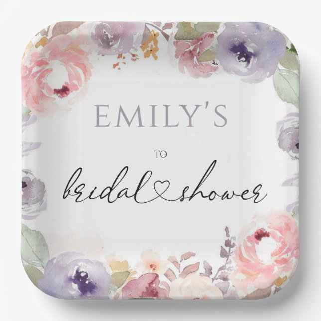 Wildflowers Elegant bridal shower Paper Plate (Front)