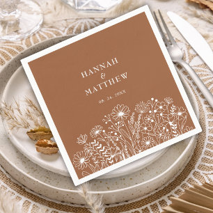 Wildflowers Elegant Burnt Orange Fall Wedding Napkin