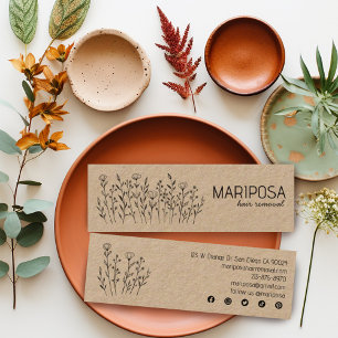 Wildflowers Elegant Custom Social Icons KRAFT Mini Business Card