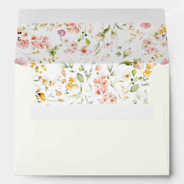 Wildflowers Elegant Cute Wedding Envelope (Back (Bottom))