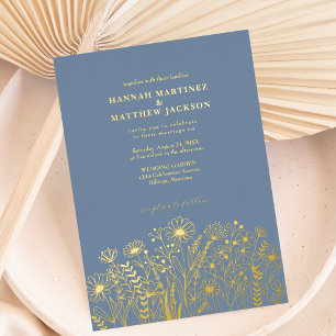 Wildflowers Elegant Dusty Blue and Gold Wedding