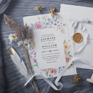 Wildflowers Elegant Modern Garden Modern Wedding Invitation