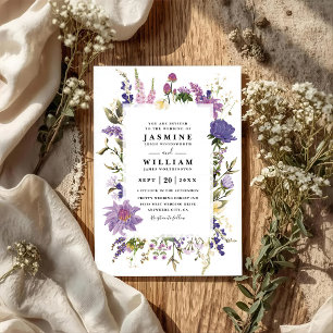 Wildflowers Elegant Modern Rustic QR Code Wedding Invitation