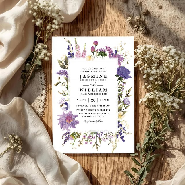 Wildflowers Elegant Modern Rustic QR Code Wedding Invitation (Creator Uploaded)