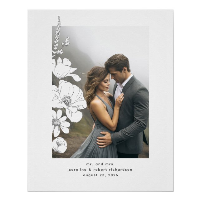 Wildflowers Elegant Modern Wedding Photography Poster (Front)
