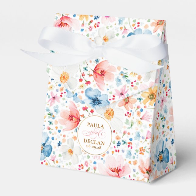 Wildflowers Elegant Romantic Boho Floral Wedding Favour Box (Front Side)