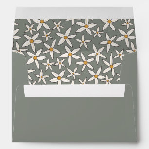 Wildflowers Elegant Simple Sage Green and White  Envelope