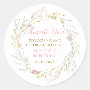 Wildflowers elegant Spring Thank you Classic Round Sticker