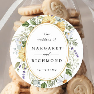 Wildflowers Elegant Vintage Floral Wedding Classic Round Sticker