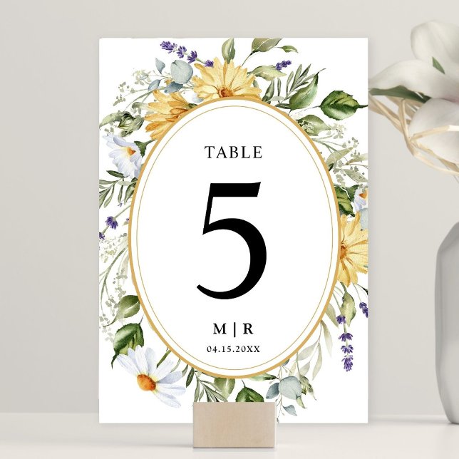 Wildflowers Elegant Vintage Floral Wedding Table Number (Creator Uploaded)