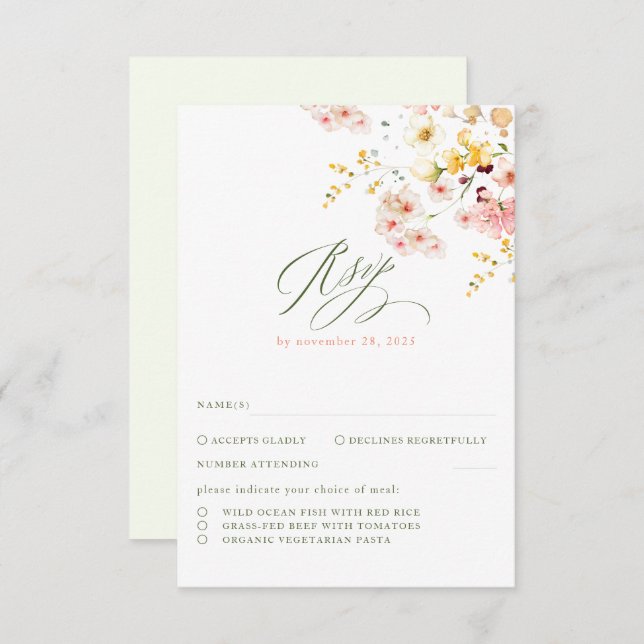 Wildflowers Elegant Wedding RSVP (Front/Back)