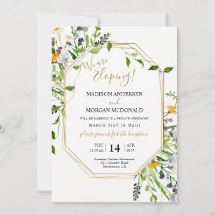 Wildflowers Elopement reception invitation